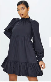 🌟 "Versatile Lycra Short Dress – Long Sleeves & Comfort Fit | Flattering for All Sizes!" 🌟| منفو ش
